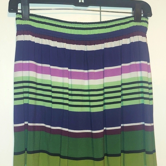 LOFT Multicolored Horizontal Striped Skirt Size Extra Small Green Blue Purple - Picture 3 of 14